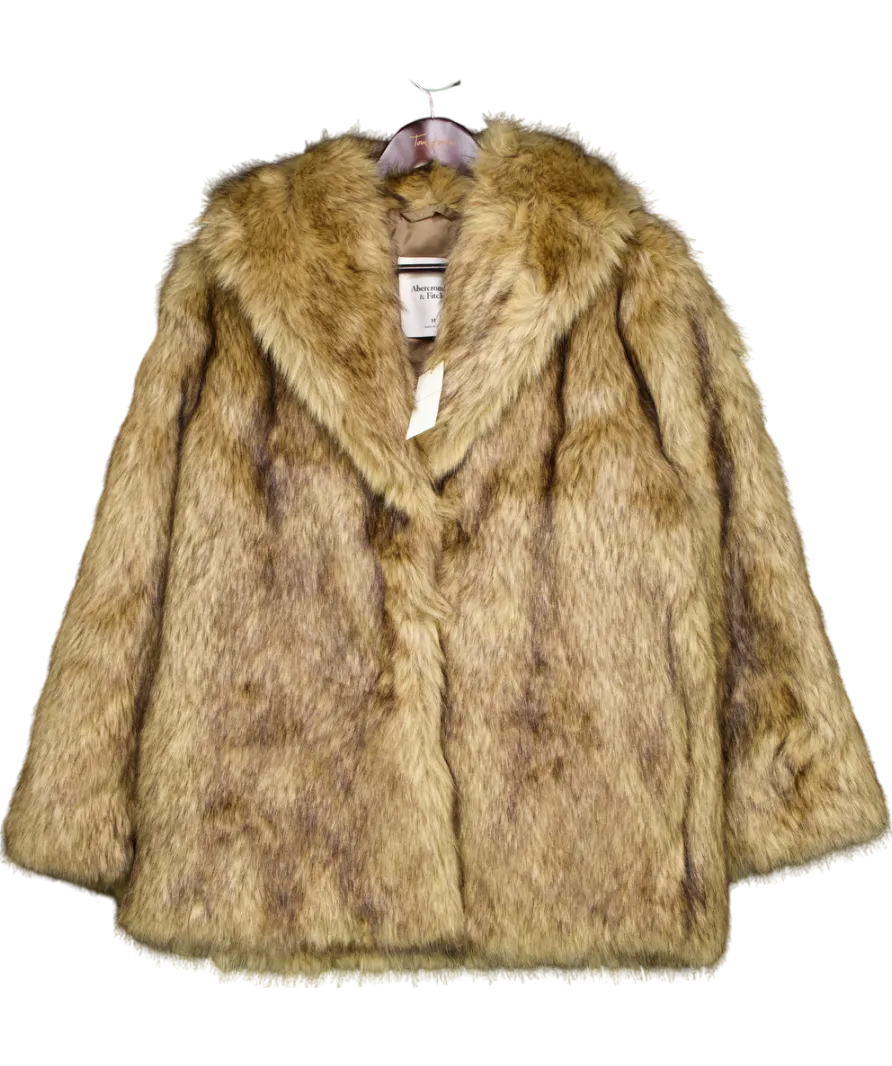 Abercrombie & Fitch Brown Faux Fur Coat UK M