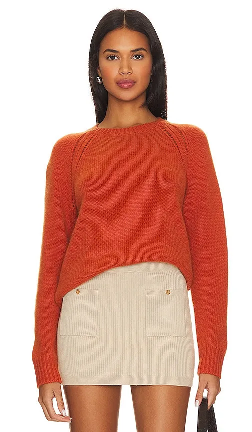 Autumn Cashmere Relaxed Open Raglan Crew Neck in Burnt Orange