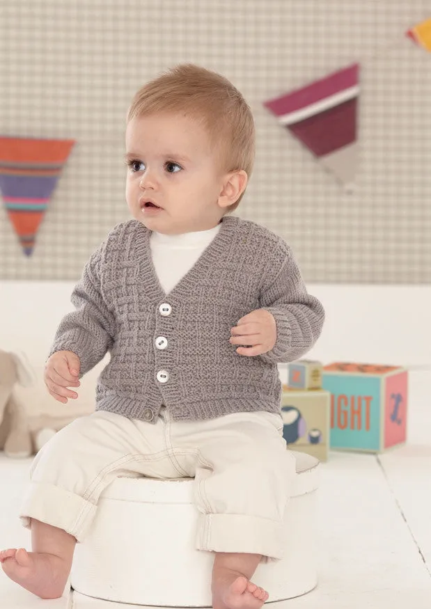 Babies and Boys V Neck Cardigans in Sirdar Snuggly DK (4657)