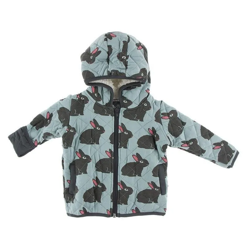 Bamboo Quilted Jacket with Sherpa-Lined Hood - Jade Forest Rabbit/Stone