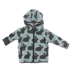Bamboo Quilted Jacket with Sherpa-Lined Hood - Jade Forest Rabbit/Stone