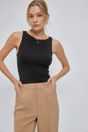 Be Cool Black Basic Boat Neck Tank