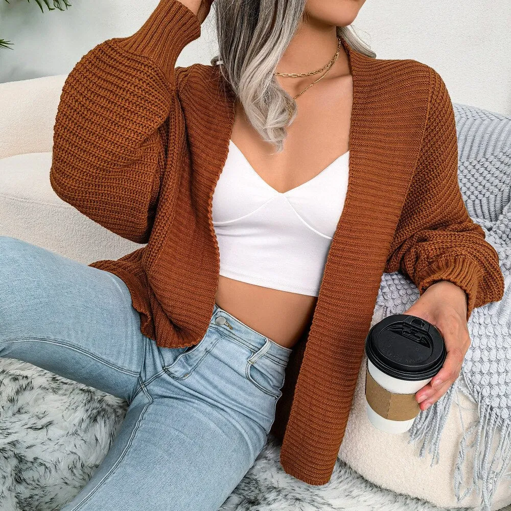 BerriesJam - Casual Doll Long Sleeve Solid Color Loose Cardigan
