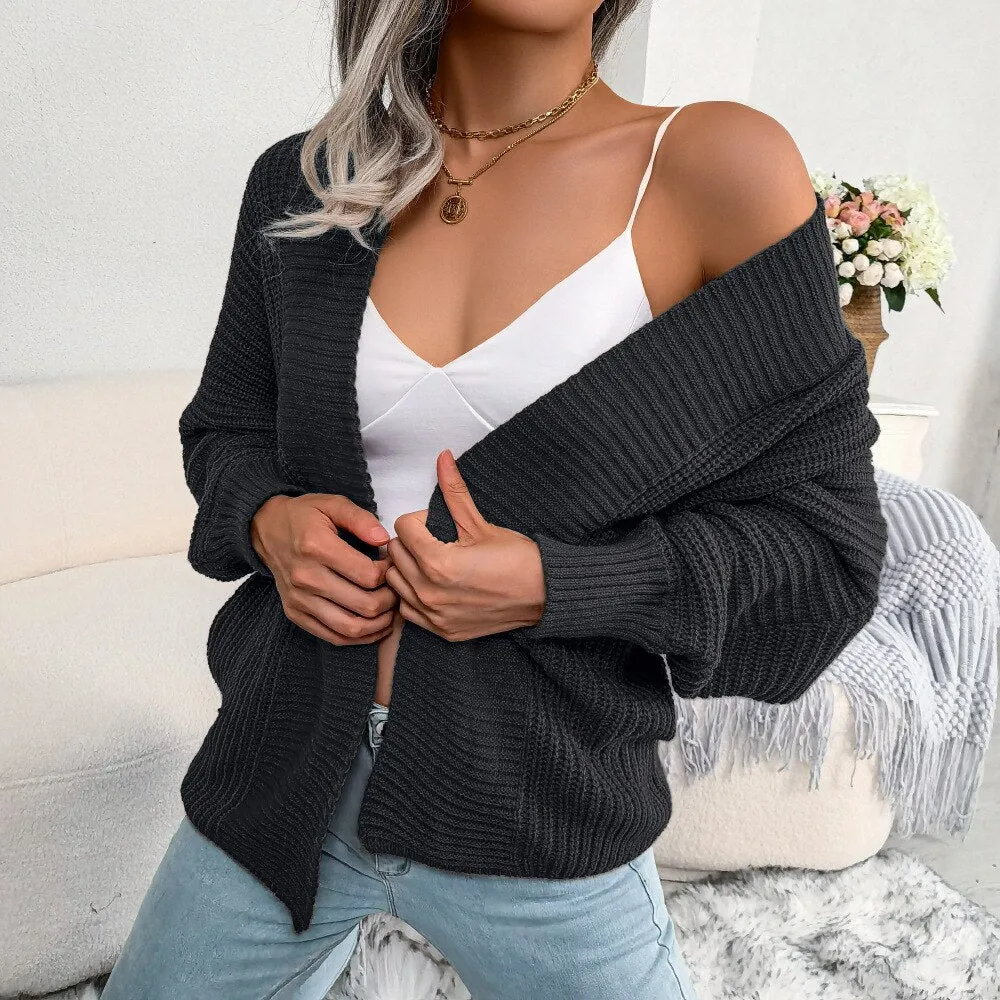 BerriesJam - Casual Doll Long Sleeve Solid Color Loose Cardigan