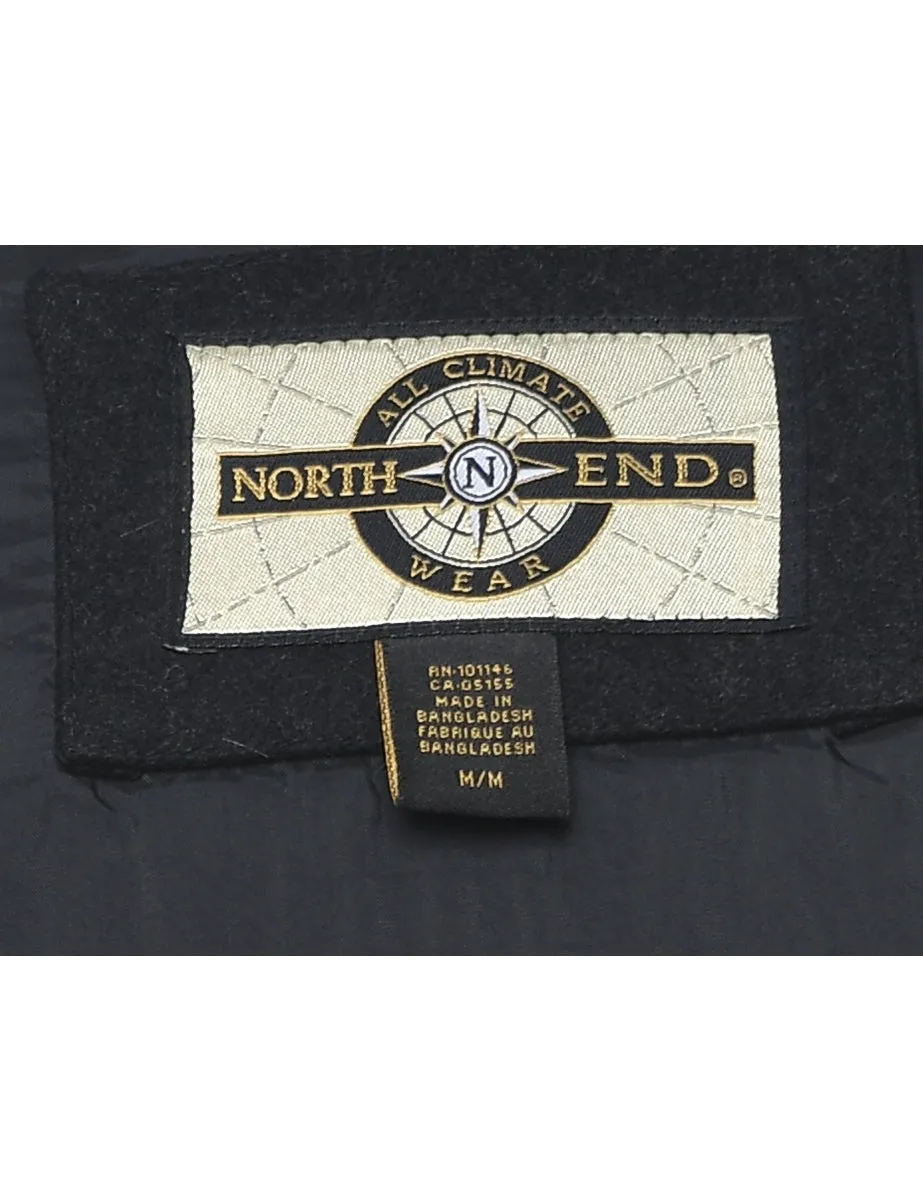 Black Embroidered Zip-Front Jacket - M