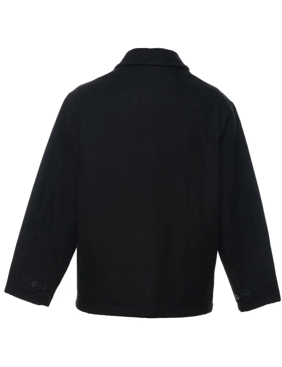 Black Embroidered Zip-Front Jacket - M
