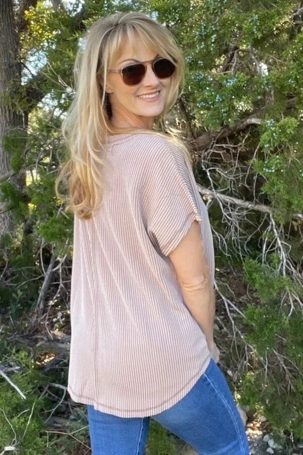 Brown Sophia Ribbed Top