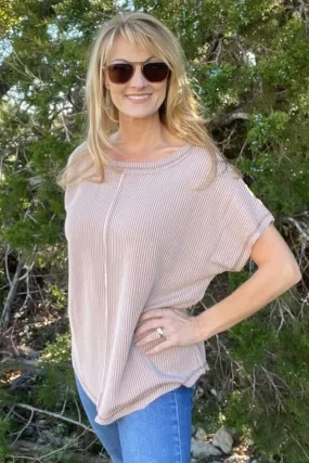 Brown Sophia Ribbed Top