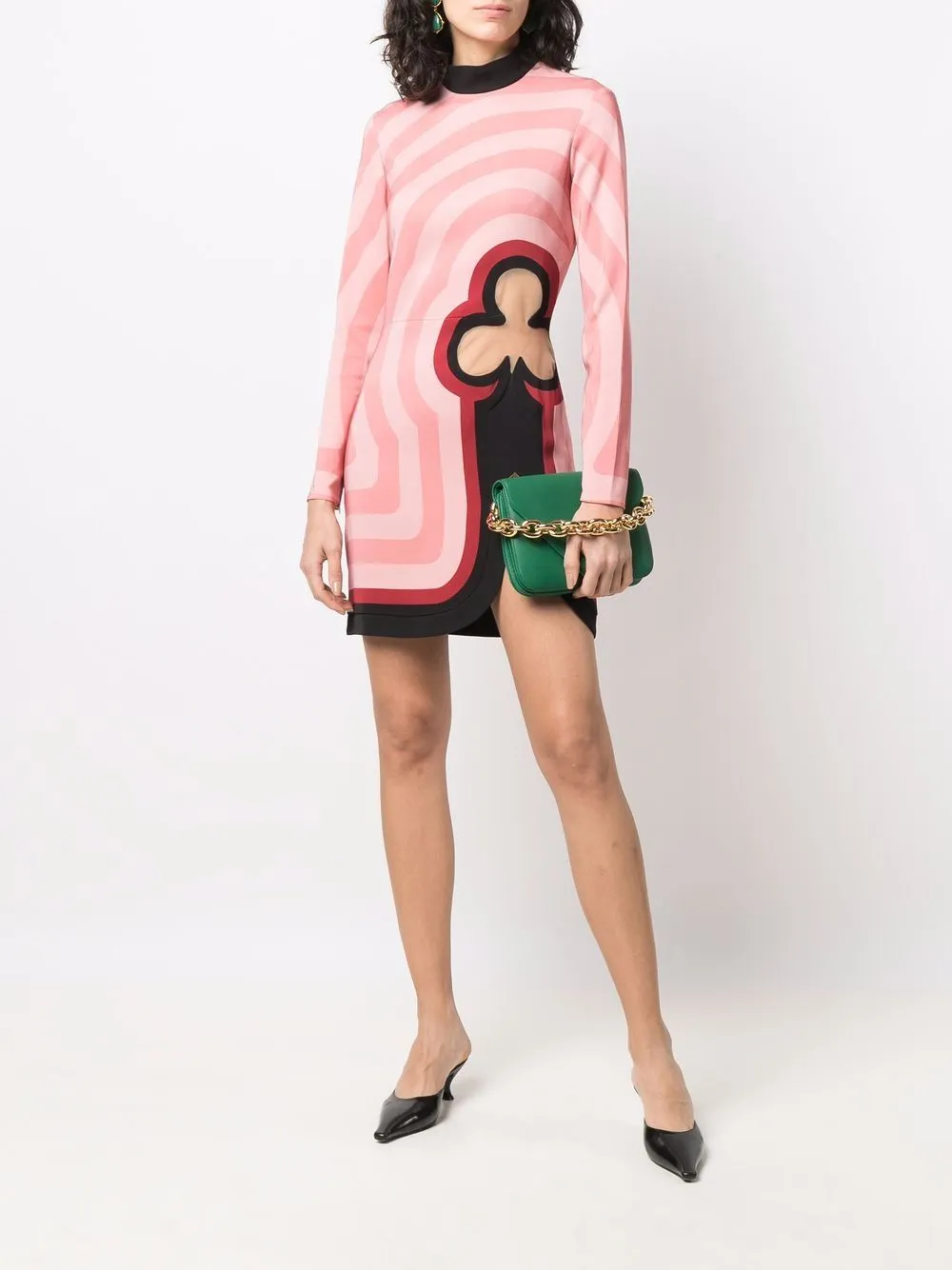 Club-print graphic-print mini dress