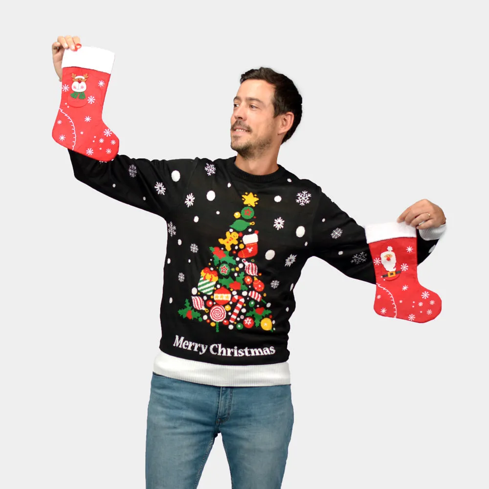 Couple's Black Ugly Christmas Sweater Merry Christmas