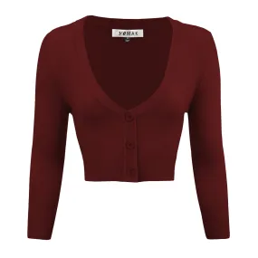 Cropped Cardigan - Burgundy