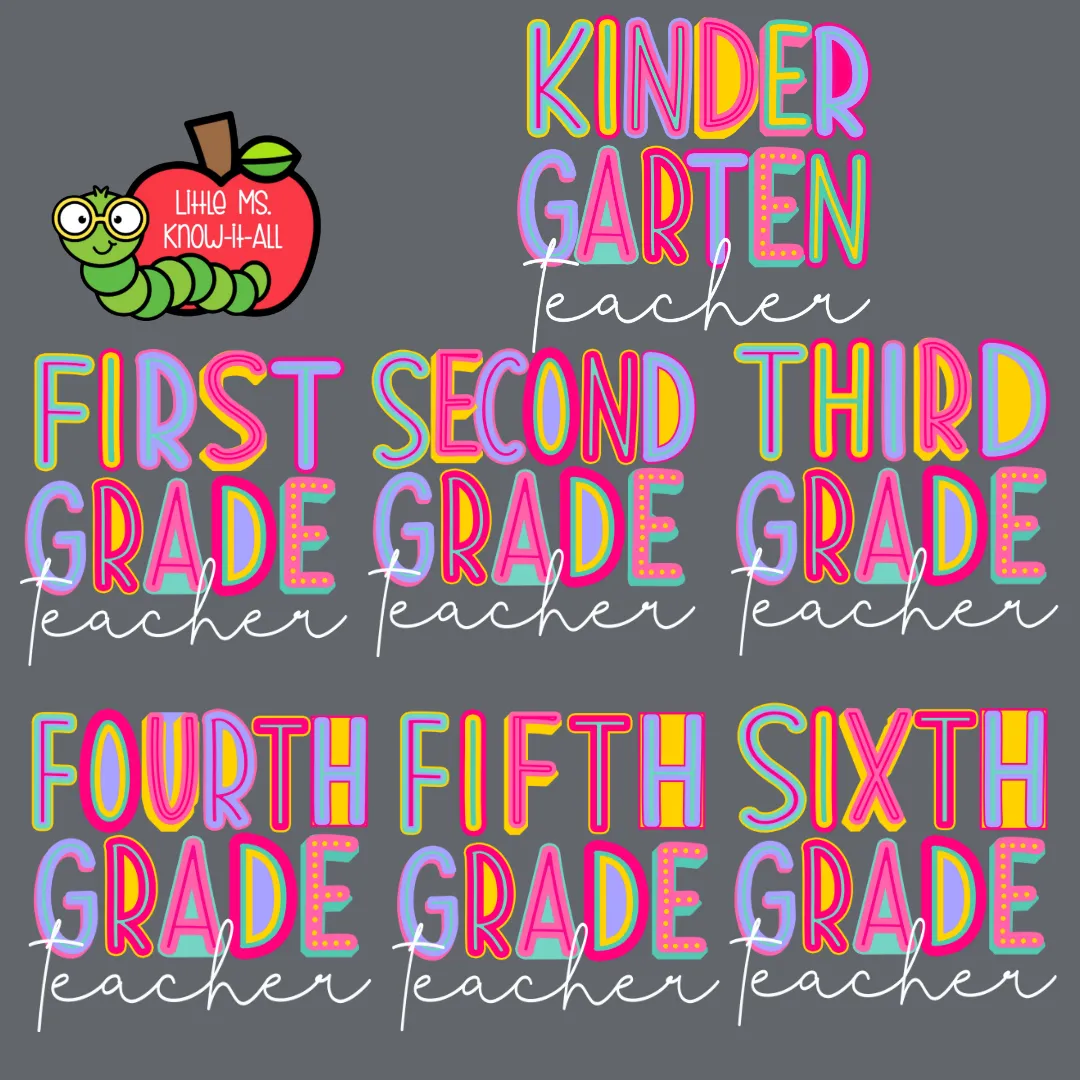 Doodle Colorful Grade Level Teacher Team T-Shirts