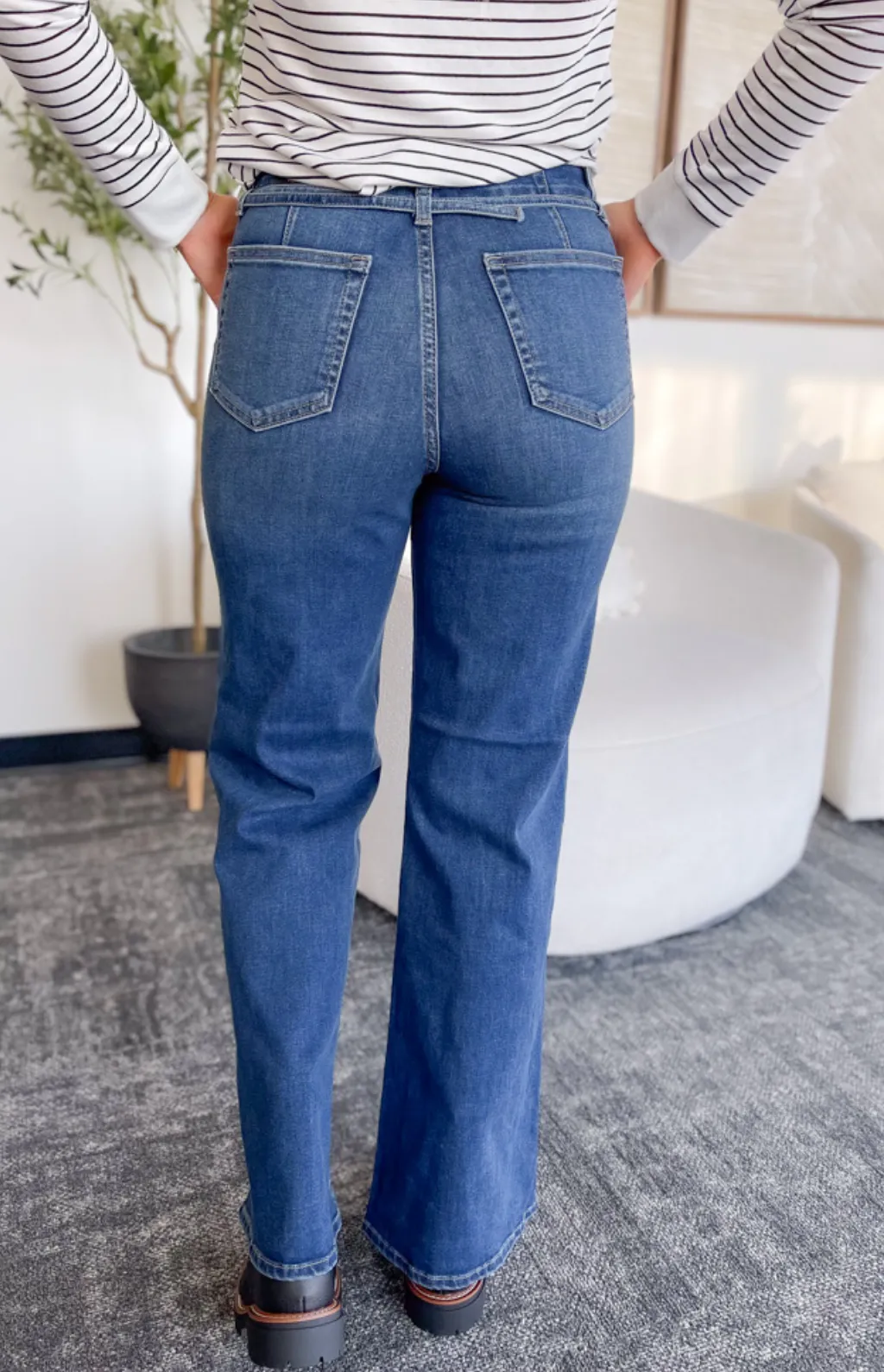 Fallon Belted Wide Leg Just Black Denim Jeans