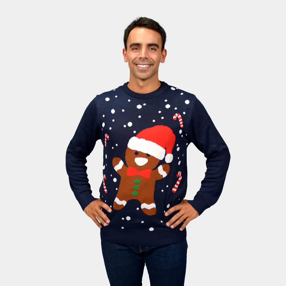 Gingerbread Couple's Blue Ugly Christmas Sweater