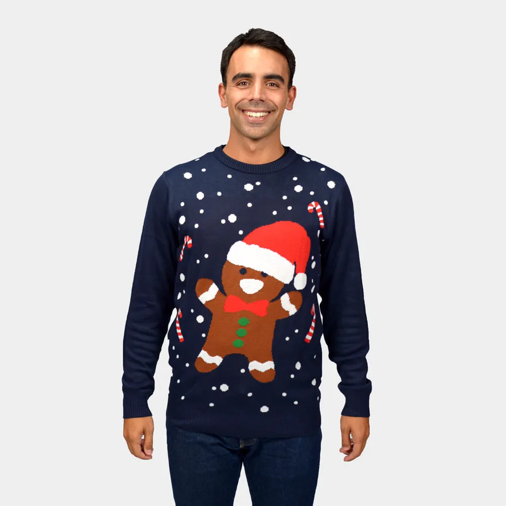 Gingerbread Couple's Blue Ugly Christmas Sweater