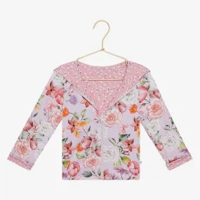 Girl's Bamboo Long Sleeve Reversible Jacket, Pari (Floral)