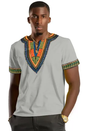 Grey African Dashiki Men Shirt for Men and Women