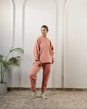 Hiyasu Organic Fleece Sweatpants: Pastel Peach
