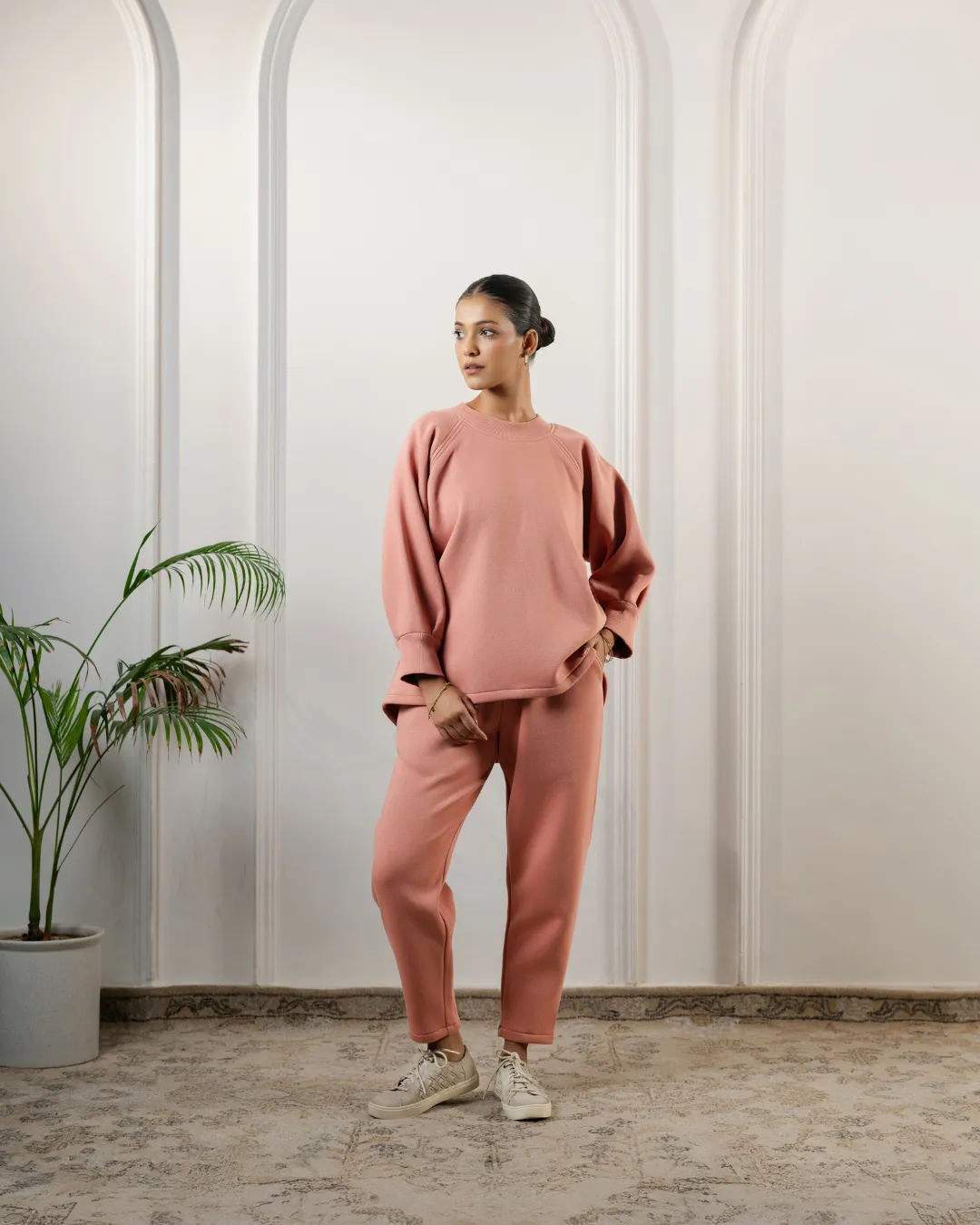 Hiyasu Organic Fleece Sweatpants: Pastel Peach