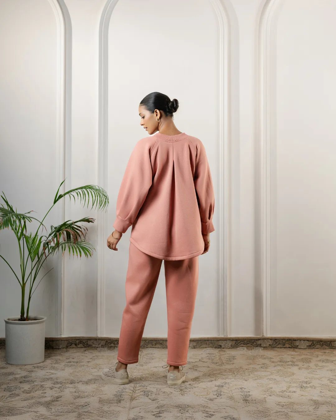 Hiyasu Organic Fleece Sweatpants: Pastel Peach