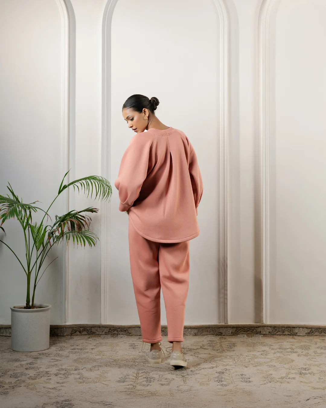 Hiyasu Organic Fleece Sweatpants: Pastel Peach