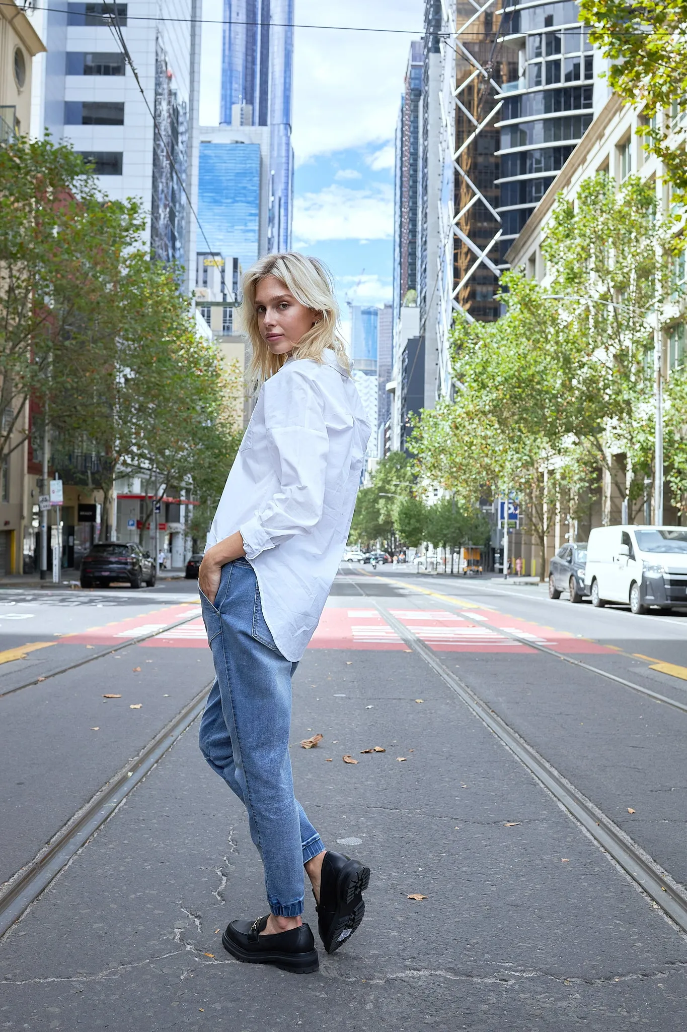 Libby Denim Jogger - Vintage Blue