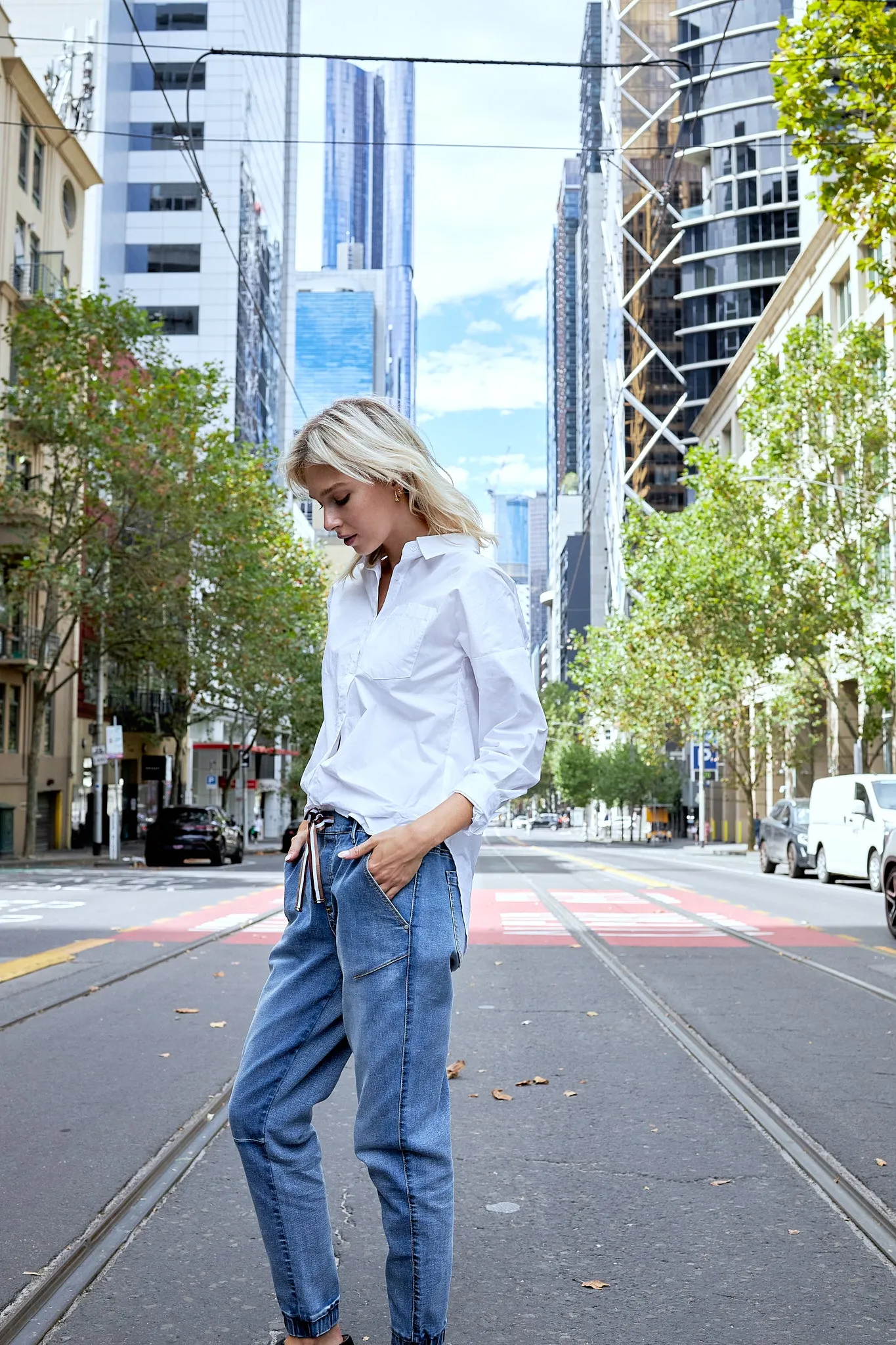 Libby Denim Jogger - Vintage Blue