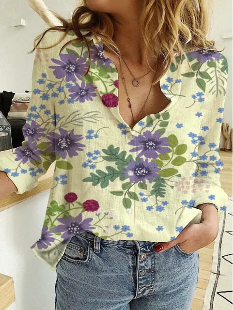 Loose Floral Print Cardigans