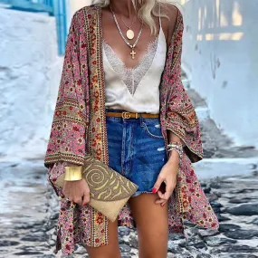 Loose Printed Casual Boho Women Outerwear Wholesale Cardigans