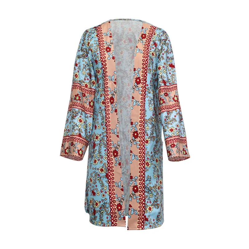 Loose Printed Casual Boho Women Outerwear Wholesale Cardigans