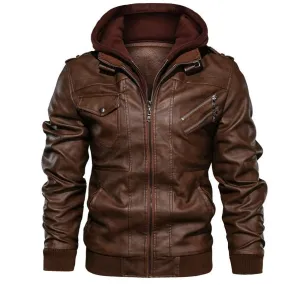 Men's Autumn Casual Hooded Leather Jackets