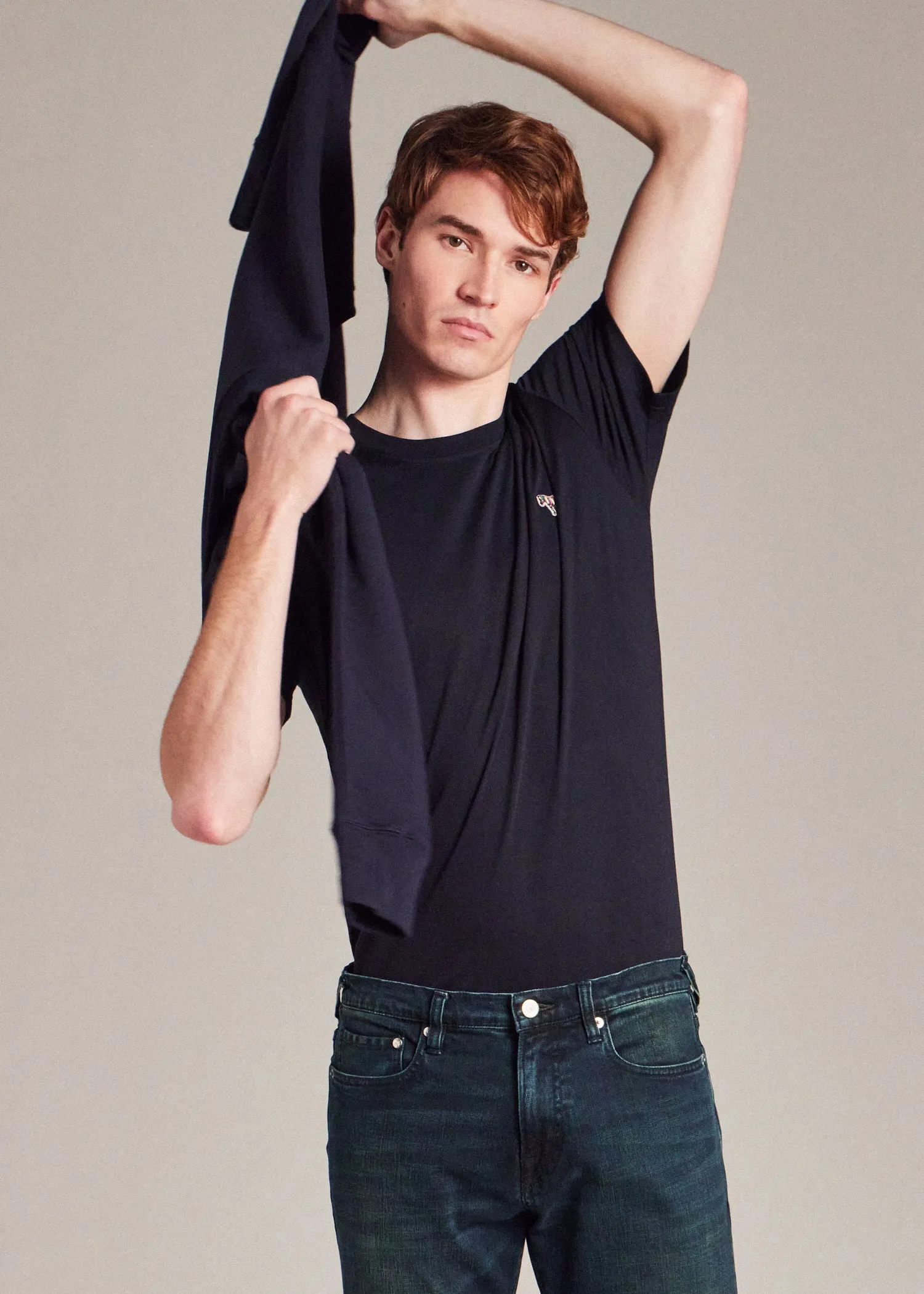 Men's Paul Smith Navy Short Sleeve Reg Fit Zebra T-Shirt