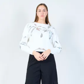 Metallic leaf pattern sweater wholesale