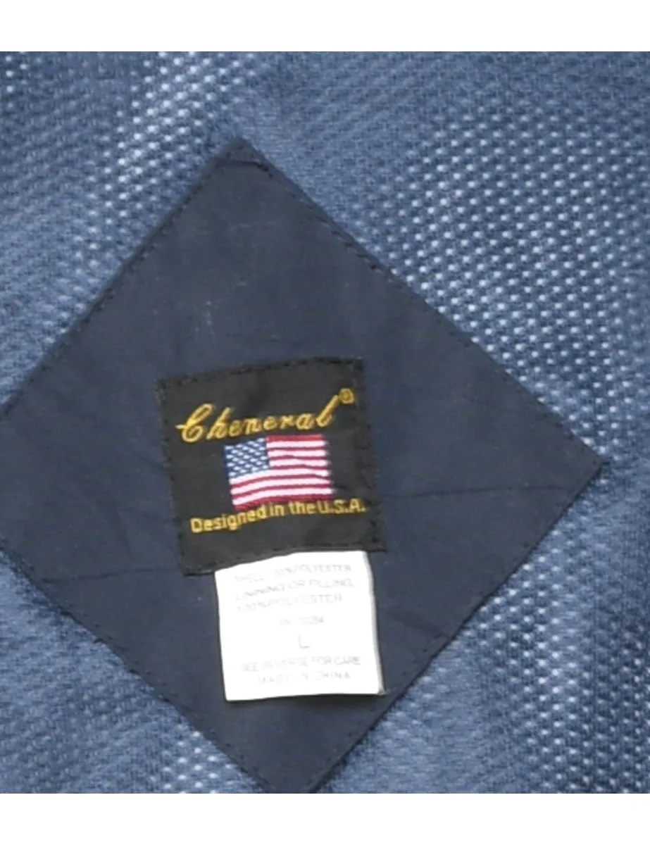 Navy & White Zip-Front Jacket - L