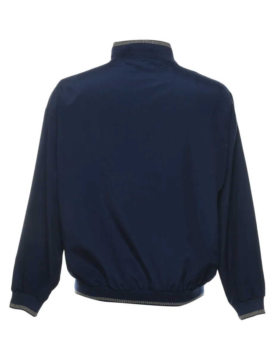 Navy Quarter-Zip Embroidered Jacket - S