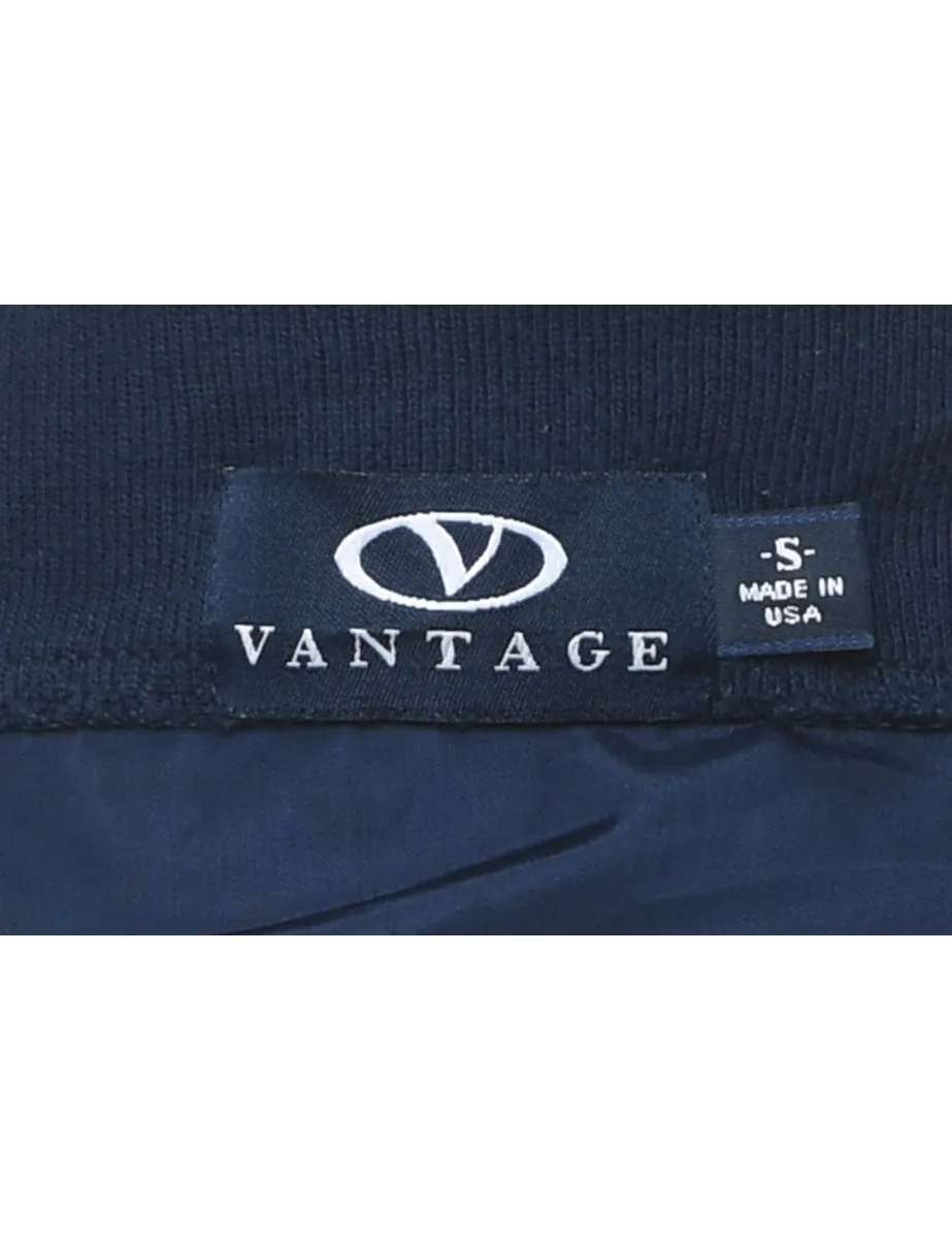 Navy Quarter-Zip Embroidered Jacket - S