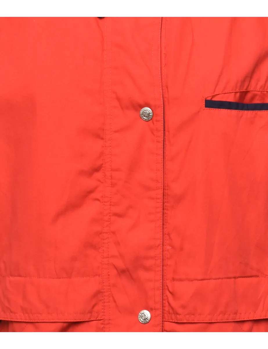 Red Contrasting Collar Jacket - S