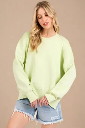 Relaxed Fit Tunic Sweater in Lime