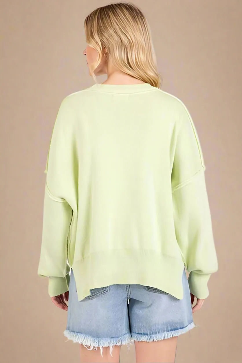 Relaxed Fit Tunic Sweater in Lime