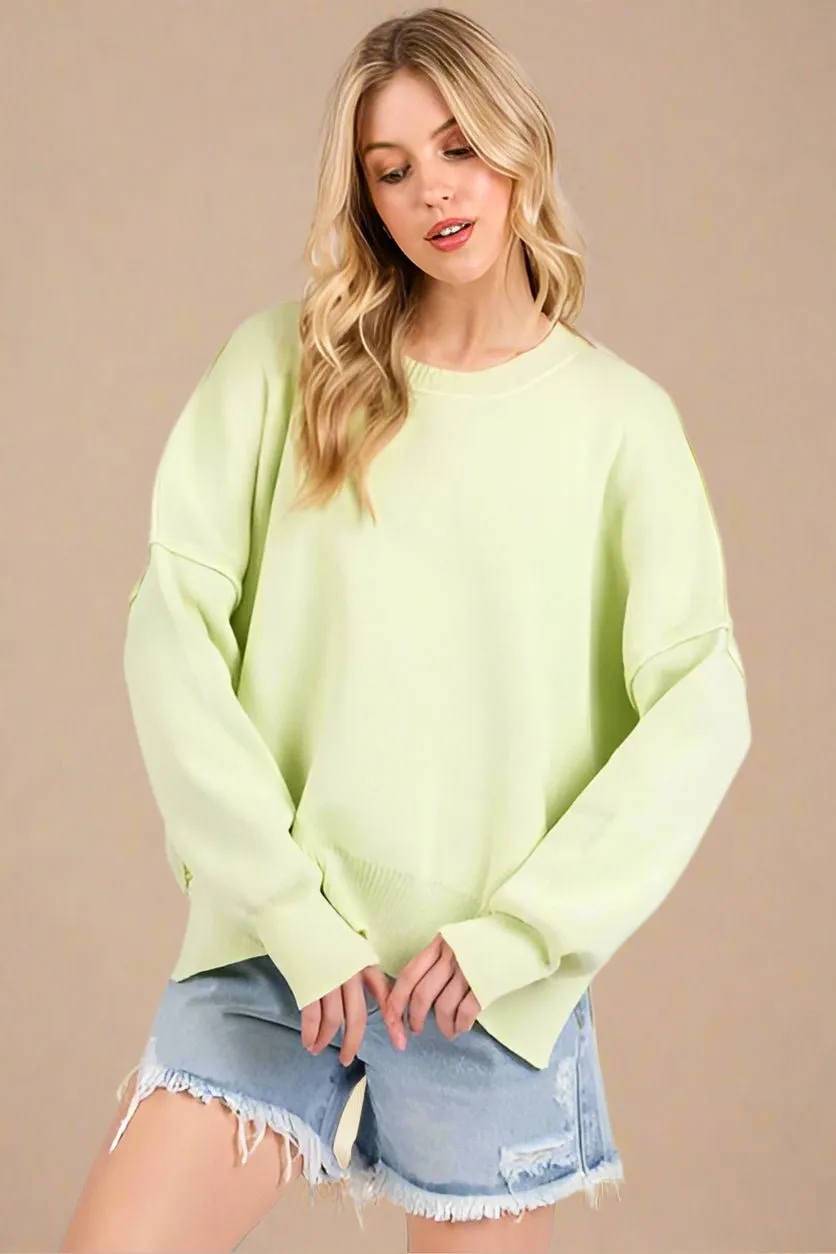 Relaxed Fit Tunic Sweater in Lime