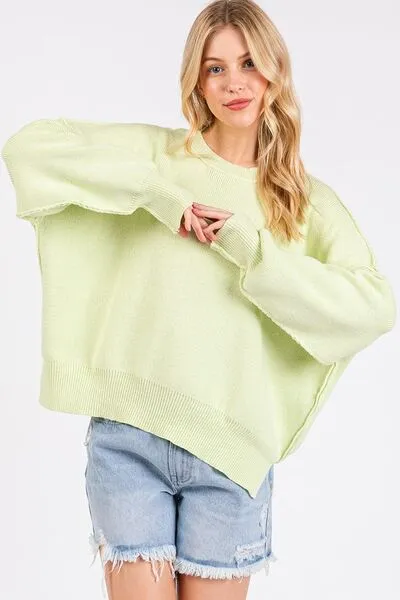 Relaxed Fit Tunic Sweater in Lime