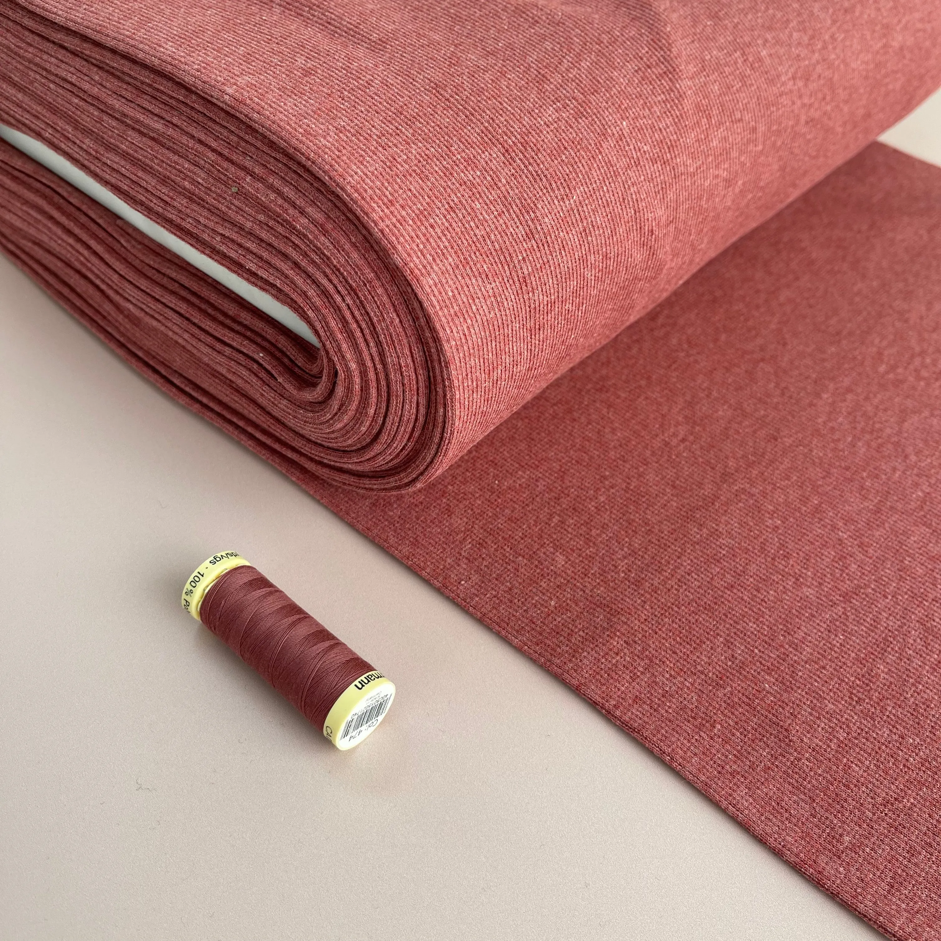 REMNANT 30cm - Henna Melange Tubular Cuff Ribbing Fabric