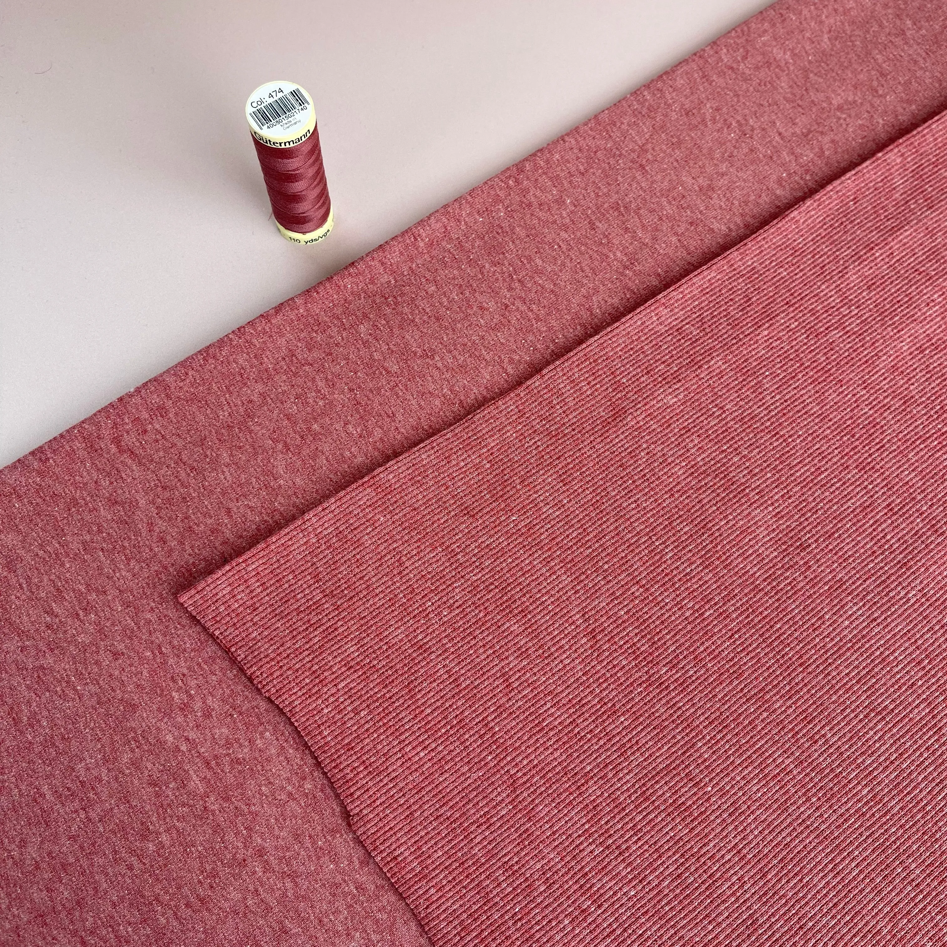 REMNANT 30cm - Henna Melange Tubular Cuff Ribbing Fabric