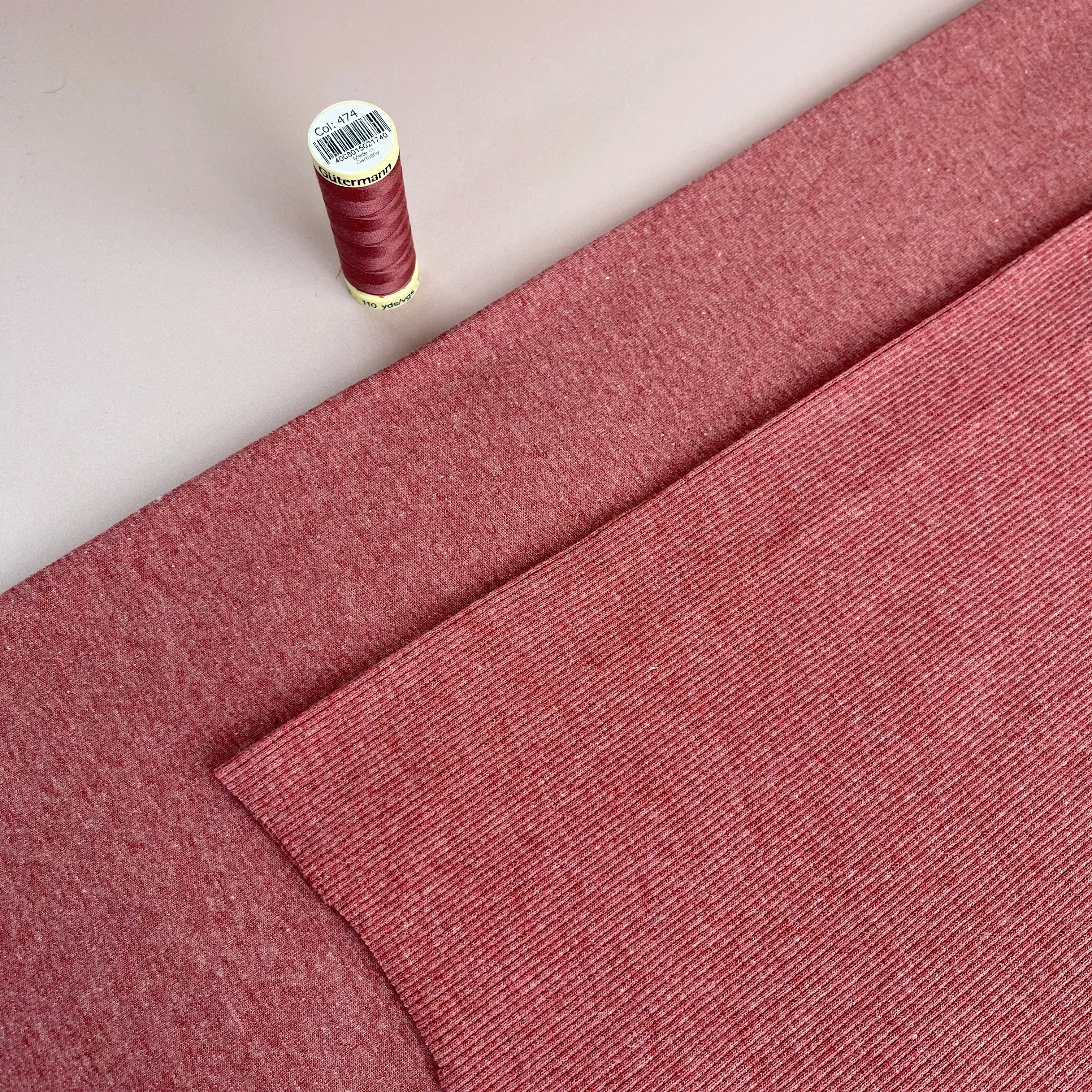 REMNANT 30cm - Henna Melange Tubular Cuff Ribbing Fabric