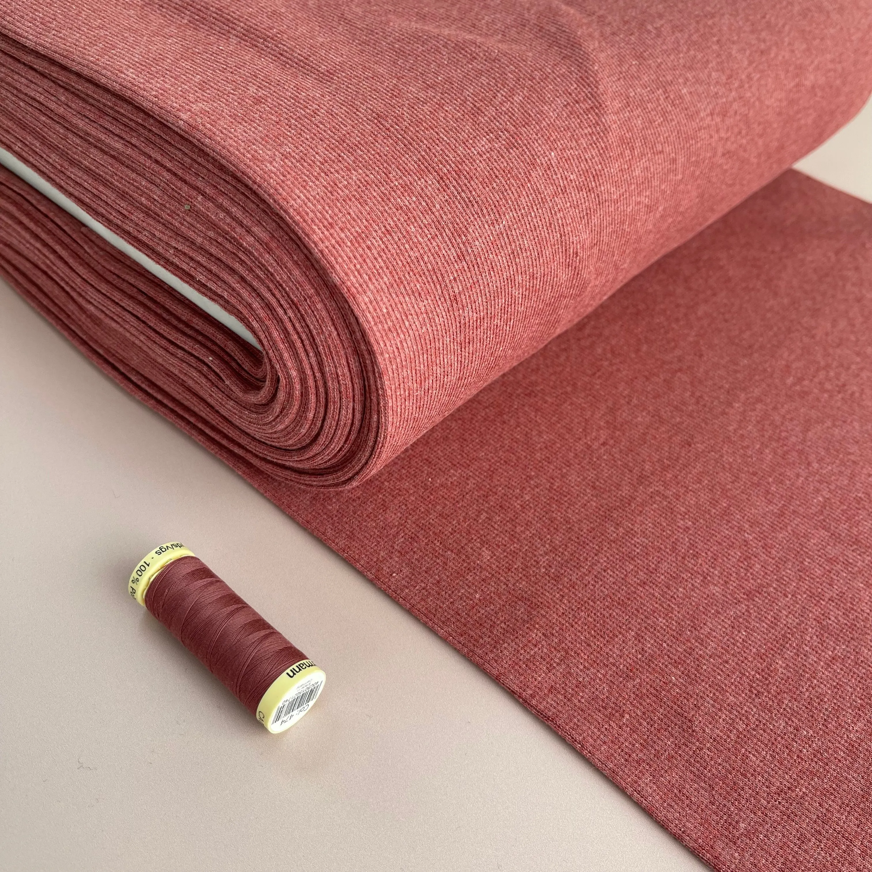REMNANT 30cm - Henna Melange Tubular Cuff Ribbing Fabric