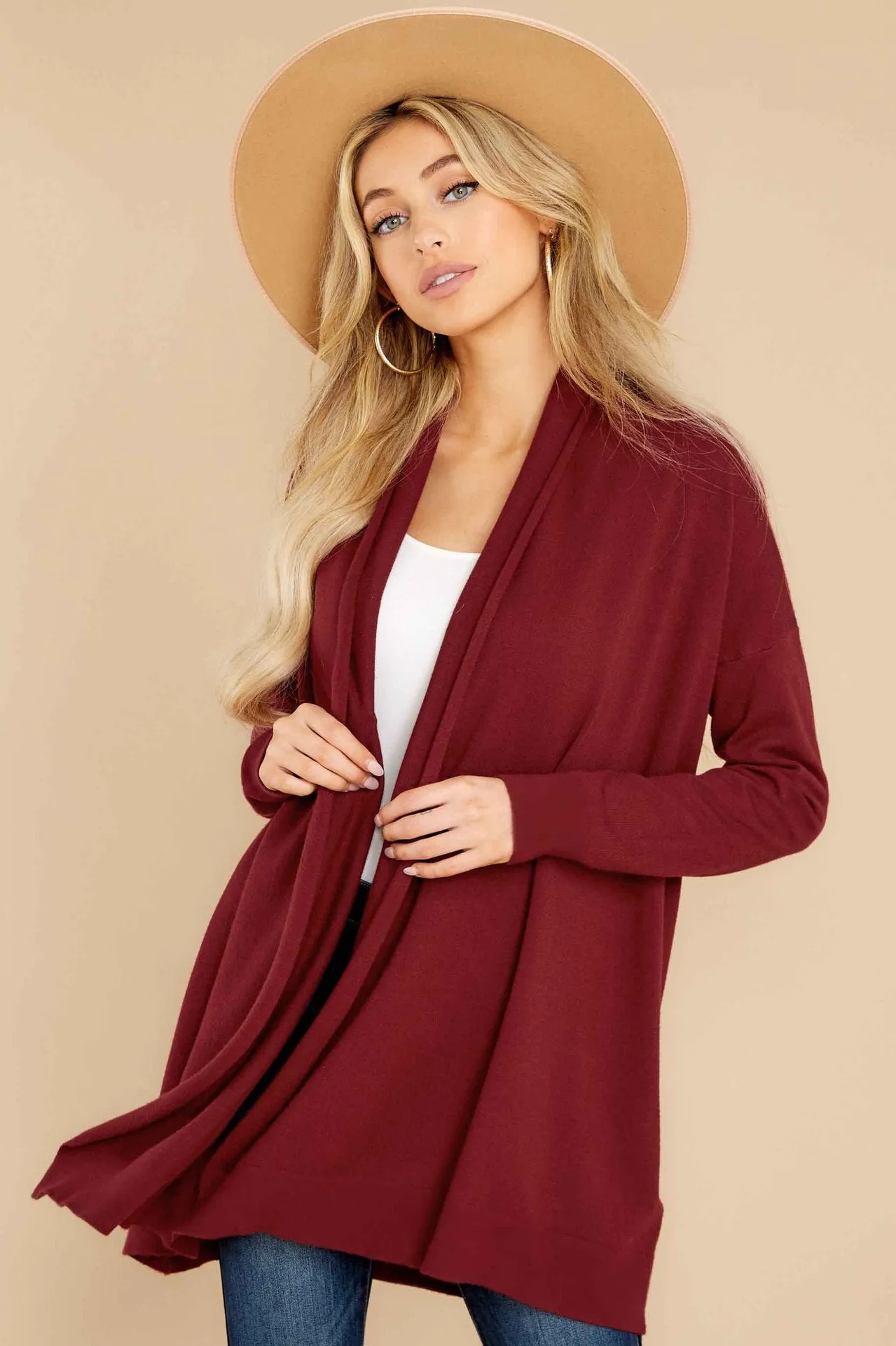 Solid Color Soft Knit Ladies Outerwears Elegant Wholesale Cardigans Fashion