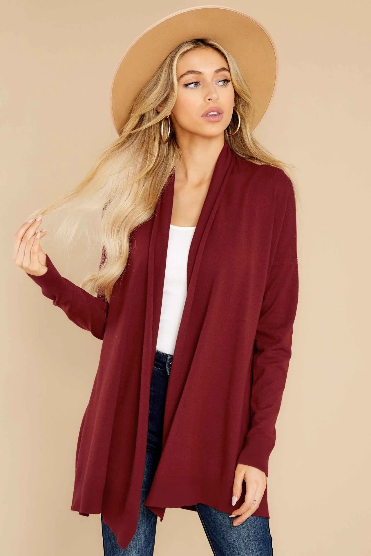 Solid Color Soft Knit Ladies Outerwears Elegant Wholesale Cardigans Fashion