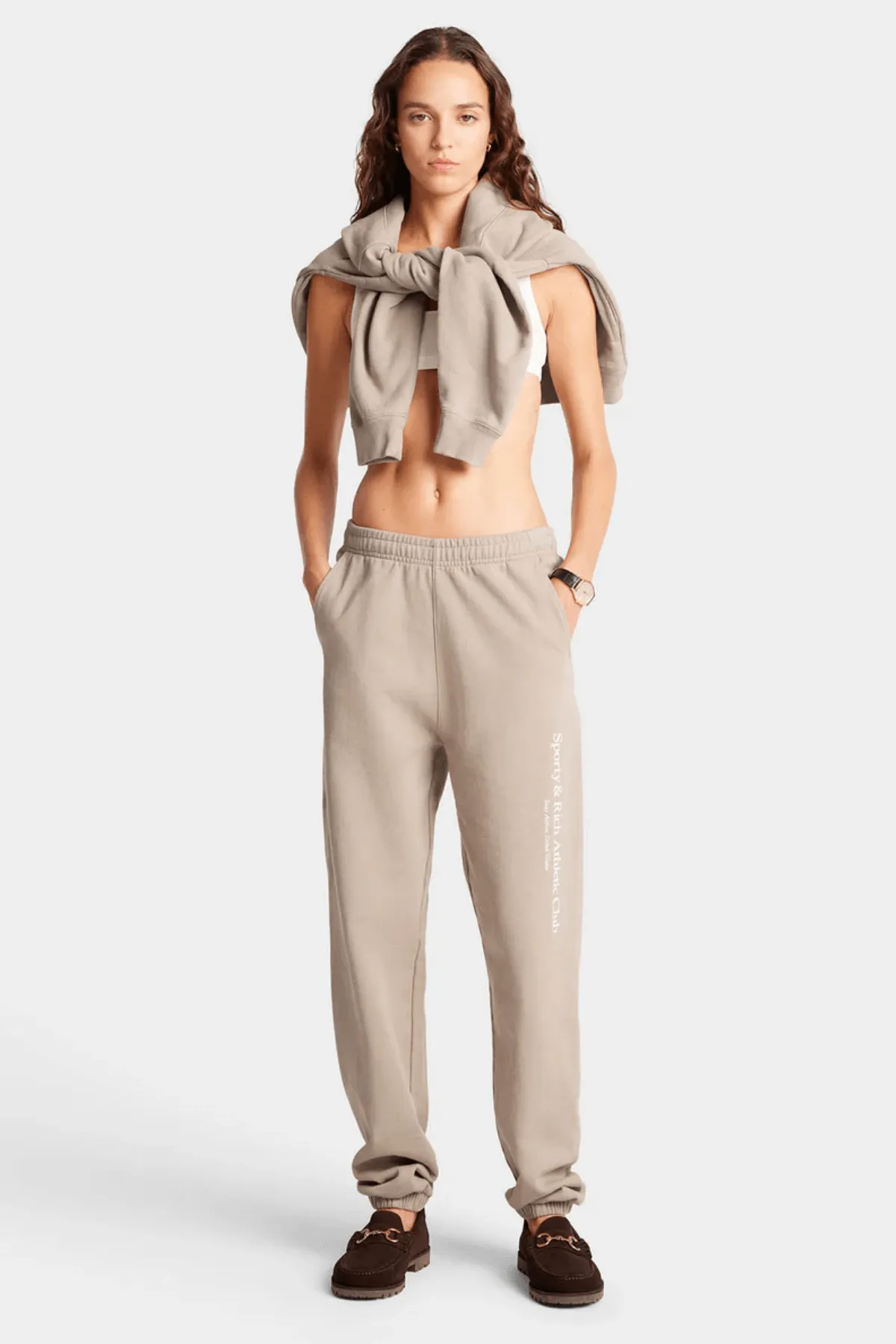 Sporty & Rich Athletic Club Sweatpant - Elephant/ White