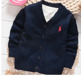 Spring candy-colored 100% cotton baby boys and girls in polos single-breasted cardigan jacket