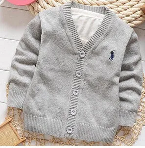 Spring candy-colored 100% cotton baby boys and girls in polos single-breasted cardigan jacket